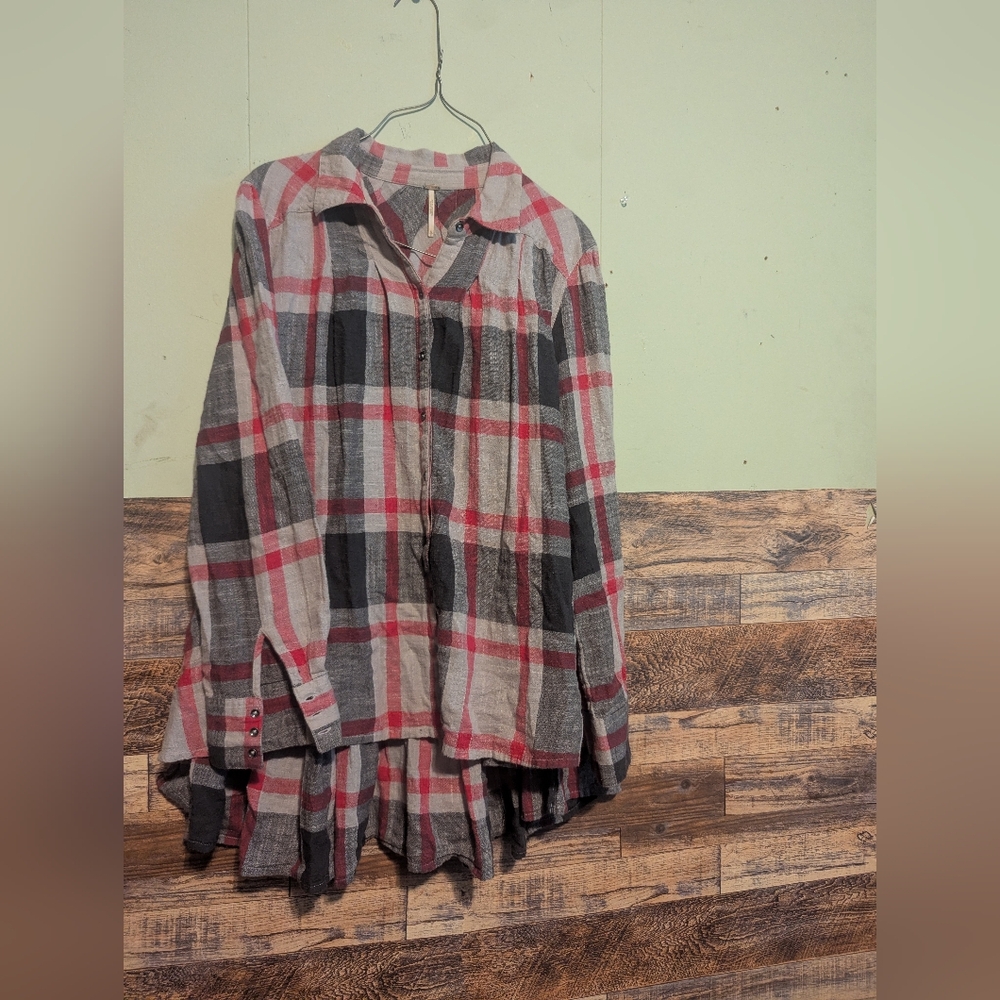 Free People Peppy in Plaid Tunic Top Women's Size Small